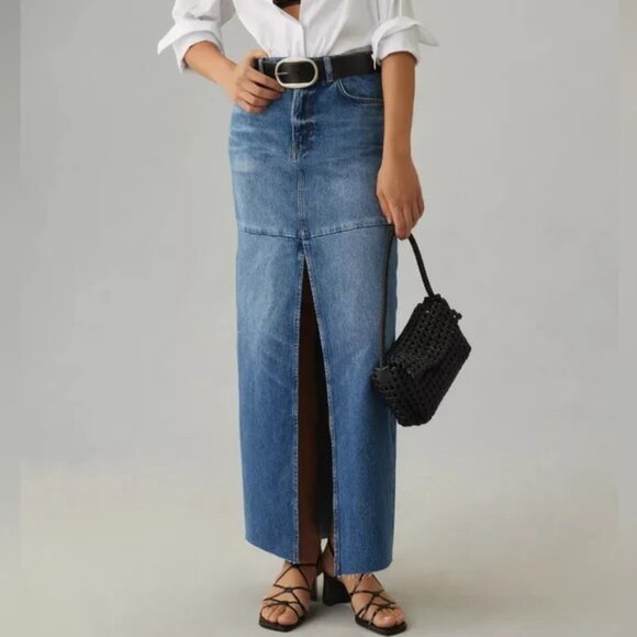 Reformation Jeans Tazz Maxi Denim Skirt Hemlock Wash - Picture 1 of 16